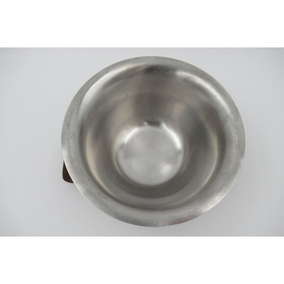 70's Japan Stainless Steel Gravy Boat Bowl Attached Drip Plate Wood Handles 18-8 - Picture 2 of 5